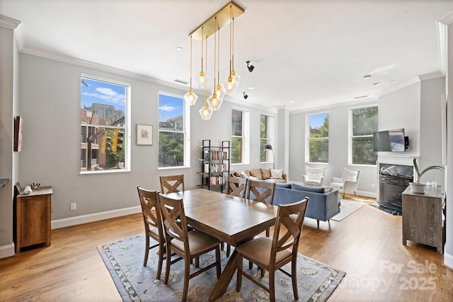 229 N Church St Unit 204, Charlotte, NC 28202 - dining area with crown molding, light wood-style flooring, plenty of natural light, and baseboards