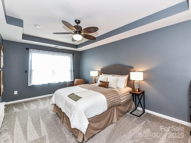7325 Overmountain Dr, Rock Hill, SC 29732 - bedroom with baseboards, a tray ceiling, carpet flooring, and a ceiling fan