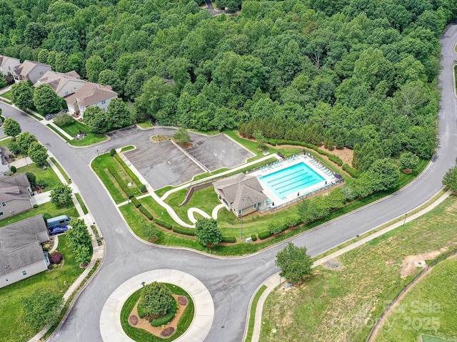 7325 Overmountain Dr, Rock Hill, SC 29732 - aerial view of property's location with a heavily wooded area and a pool