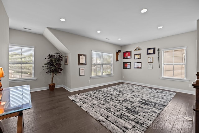 2414 Madeira Cir, Waxhaw, NC 28173 - unfurnished room featuring dark wood finished floors, plenty of natural light, baseboards, and recessed lighting