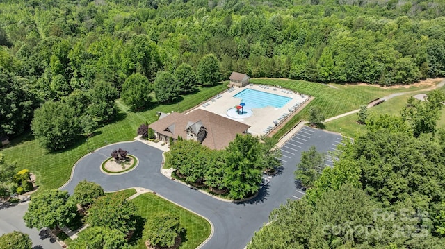 2414 Madeira Cir, Waxhaw, NC 28173 - aerial view of a heavily wooded area and a pool