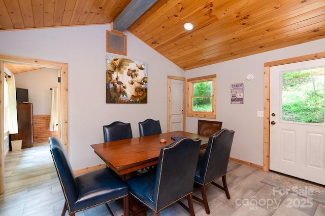 406 Poker Branch Rd, Sylva, NC 28779 - dining area with wooden ceiling and baseboards