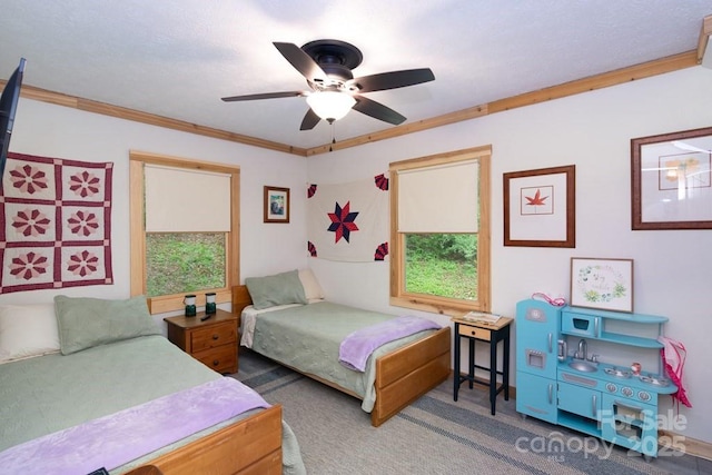 406 Poker Branch Rd, Sylva, NC 28779 - carpeted bedroom featuring ornamental molding and a ceiling fan
