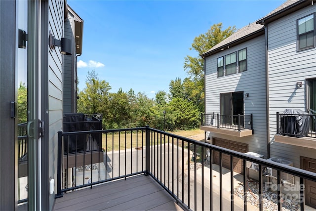 deck with a garage