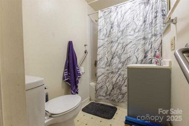 102 Lanier St, Mount Holly, NC 28120 - bathroom with toilet, shower / tub combo with curtain, and tile patterned floors