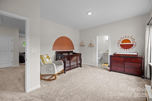 20307 Creek Bend Edge Ct Unit 10, Matthews, NC 28105 - carpeted bedroom with attic access, a nursery area, and recessed lighting