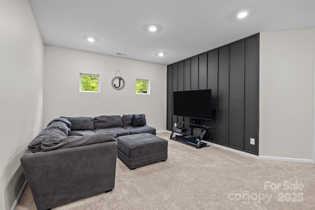 20307 Creek Bend Edge Ct Unit 10, Matthews, NC 28105 - carpeted living room featuring baseboards and recessed lighting
