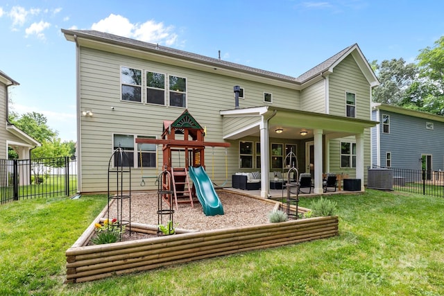 20307 Creek Bend Edge Ct Unit 10, Matthews, NC 28105 - back of property featuring a playground and an outdoor hangout area