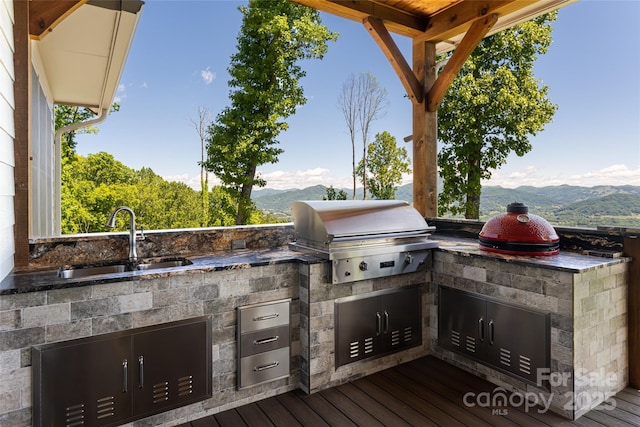 442 Signature Row Blvd, Waynesville, NC 28785 - view of patio / terrace with a sink and a mountain view