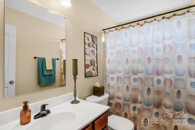 6104 Follow The Trl, Indian Trail, NC 28079 - bathroom with toilet, vanity, and a shower with curtain