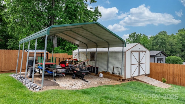 2401 Hillside Dr, Newton, NC 28658 - view of vehicle parking featuring a storage shed and a detached carport