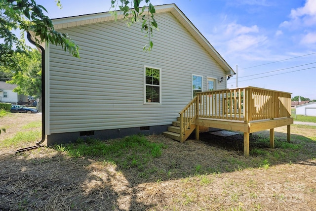 528 S Caldwell St, Salisbury, NC 28144 - rear view of property with crawl space and a wooden deck