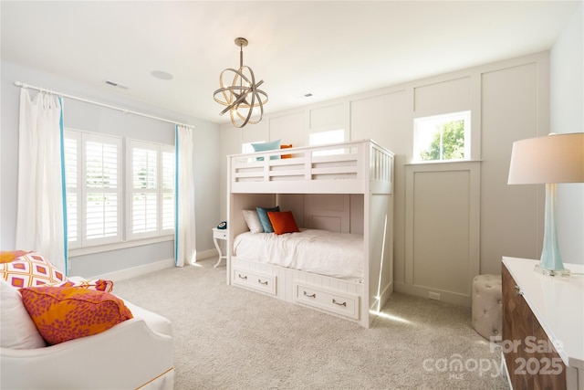 2026 Thatcher Way, Fort Mill, SC 29715 - carpeted bedroom with baseboards and a chandelier