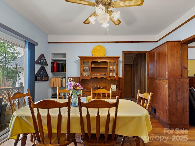 6 Woodley Ave, Asheville, NC 28804 - dining area featuring a ceiling fan and wood finished floors