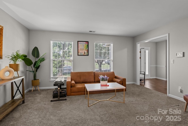 10327 Shelter Rock Ct, Charlotte, NC 28214 - carpeted living area with baseboards