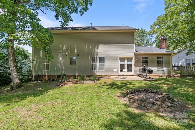 10327 Shelter Rock Ct, Charlotte, NC 28214 - rear view of property with a patio and a chimney
