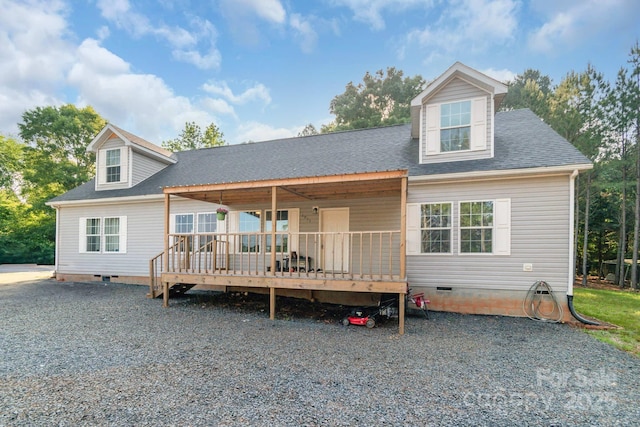1811 Continental Dr, Albemarle, NC 28001 - new england style home featuring crawl space, a deck, and a shingled roof