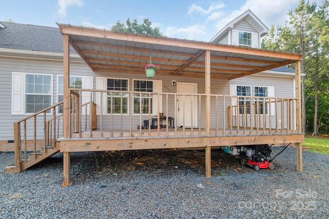1811 Continental Dr, Albemarle, NC 28001 - back of property featuring a shingled roof and a wooden deck