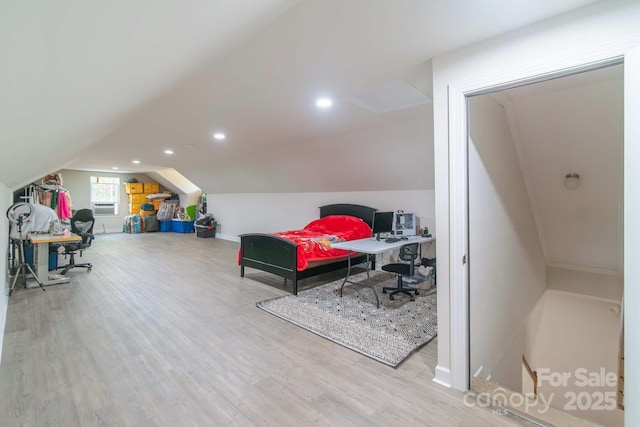 1811 Continental Dr, Albemarle, NC 28001 - additional living space featuring wood finished floors, lofted ceiling, a desk, baseboards, and recessed lighting