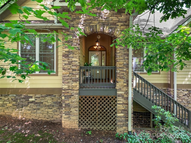 4 Alsatian Ln, Asheville, NC 28805 - view of exterior entry with stone siding