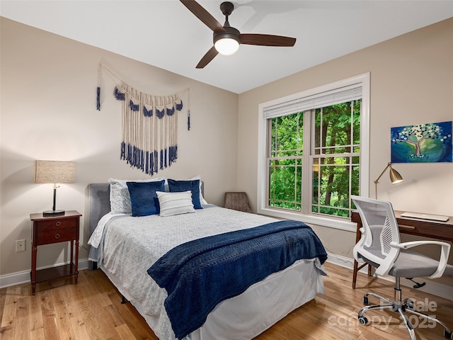 4 Alsatian Ln, Asheville, NC 28805 - bedroom with baseboards, light wood finished floors, and ceiling fan