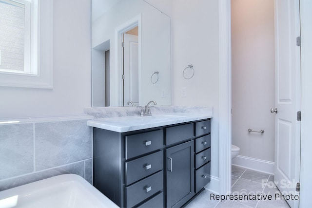 20392 Queens St, Cornelius, NC 28031 - full bath featuring vanity, tile patterned floors, and a bathtub