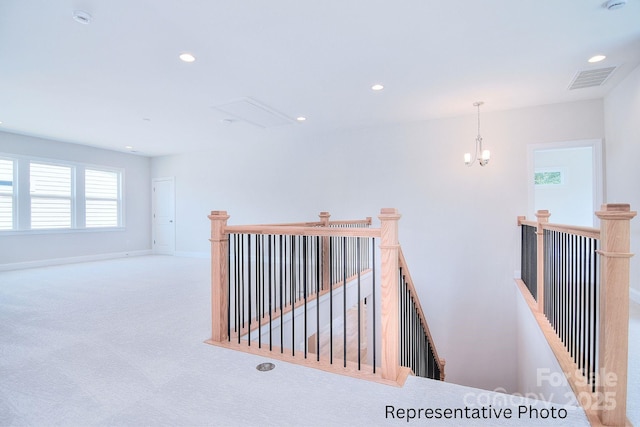 20392 Queens St, Cornelius, NC 28031 - stairway with carpet flooring, recessed lighting, and a chandelier