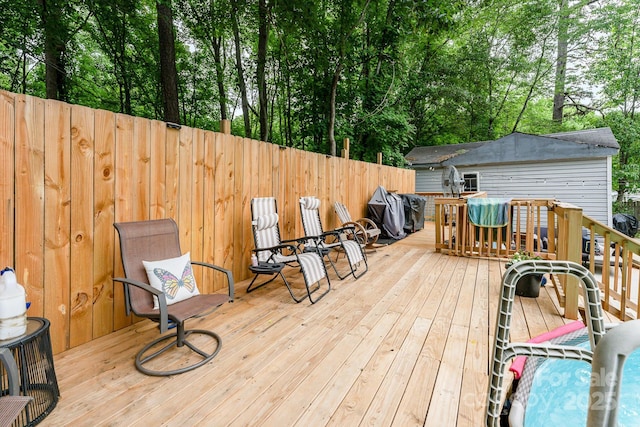 107 Oakland Rd, Belmont, NC 28012 - wooden terrace with view of scattered trees
