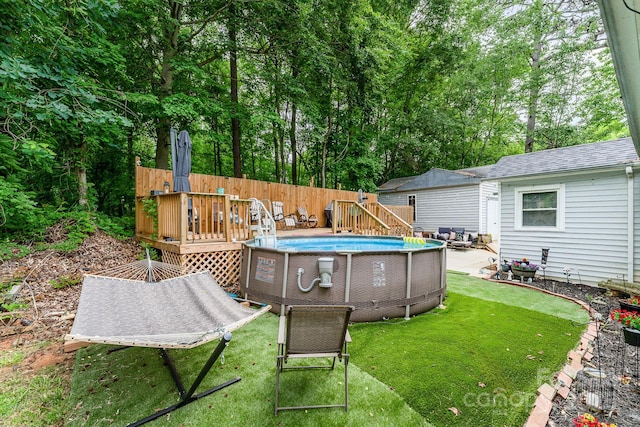 107 Oakland Rd, Belmont, NC 28012 - view of green lawn with a deck