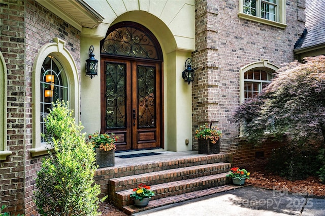 122 Sleepy Cove Trl, Mooresville, NC 28117 - doorway to property with french doors, brick siding, and stucco siding