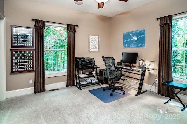 122 Sleepy Cove Trl, Mooresville, NC 28117 - office featuring ceiling fan, carpet floors, and baseboards
