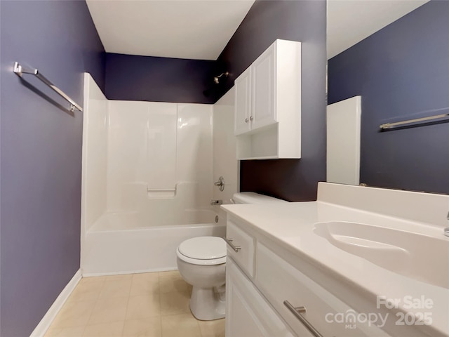 10319 Willingham Rd, Huntersville, NC 28078 - bathroom featuring toilet, shower / washtub combination, vanity, and tile patterned floors