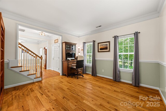 220 Glenville Dr, Fort Mill, SC 29715 - office space featuring ornamental molding and light wood-style floors