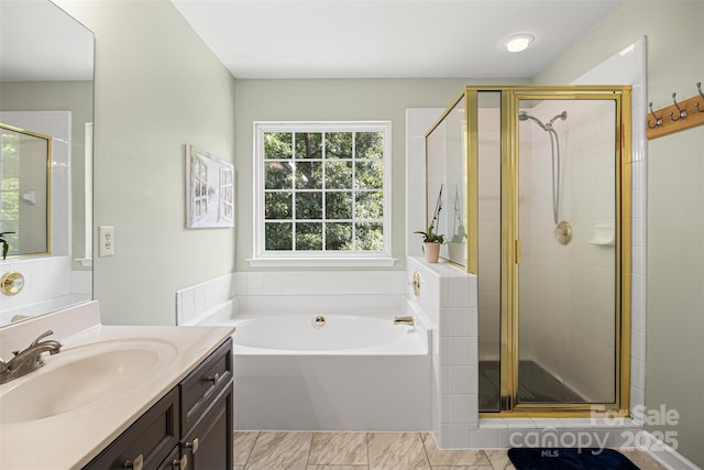 220 Glenville Dr, Fort Mill, SC 29715 - full bathroom with vanity, a bath, and a shower stall