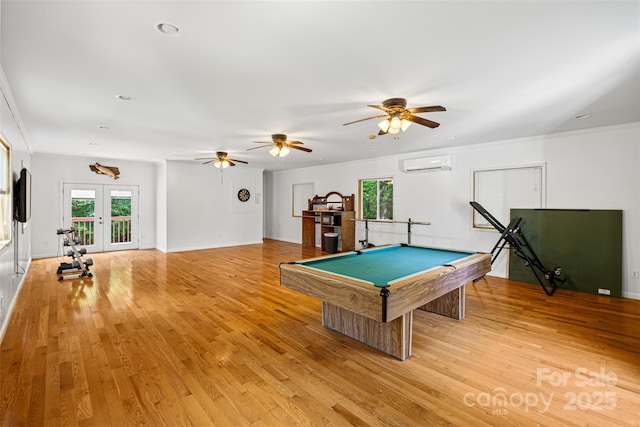 220 Glenville Dr, Fort Mill, SC 29715 - playroom featuring a wall mounted AC, light wood-type flooring, plenty of natural light, billiards table, and recessed lighting