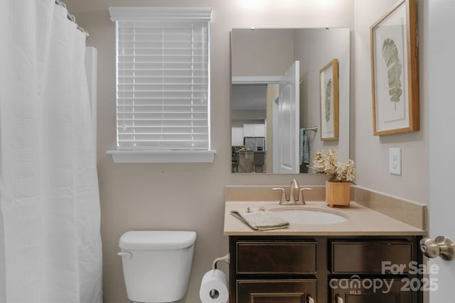 1919 Madeira Cir, Waxhaw, NC 28173 - bathroom featuring vanity, toilet, and a shower with curtain