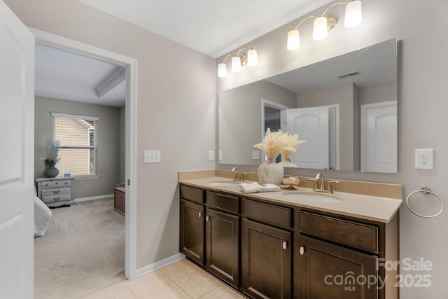1919 Madeira Cir, Waxhaw, NC 28173 - full bathroom with double vanity, baseboards, and tile patterned floors