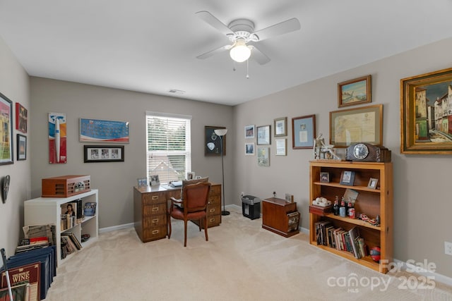 1919 Madeira Cir, Waxhaw, NC 28173 - office space with a ceiling fan, carpet, and baseboards