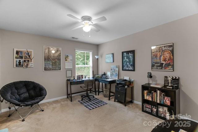 1919 Madeira Cir, Waxhaw, NC 28173 - carpeted office space with a ceiling fan and baseboards