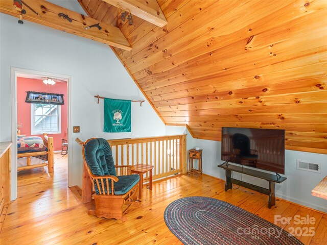 41 Trapper Ln, Waynesville, NC 28785 - living area with wood-type flooring and wooden ceiling