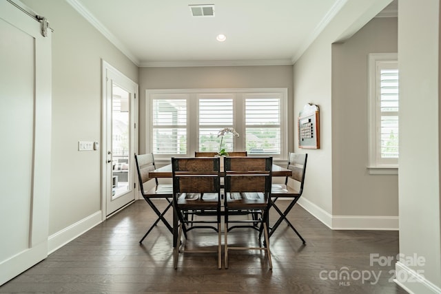 515 Lizzie Ln, Fort Mill, SC 29708 - dining room with baseboards, crown molding, and dark wood-type flooring