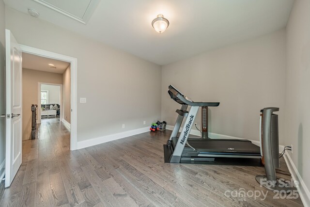 515 Lizzie Ln, Fort Mill, SC 29708 - workout room featuring wood finished floors and baseboards