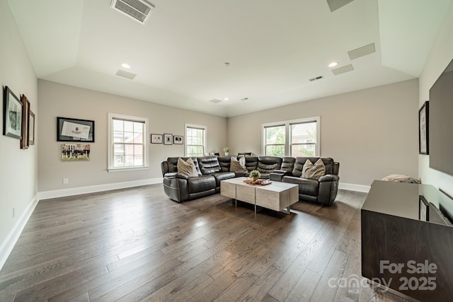 515 Lizzie Ln, Fort Mill, SC 29708 - living room featuring dark wood-type flooring and baseboards