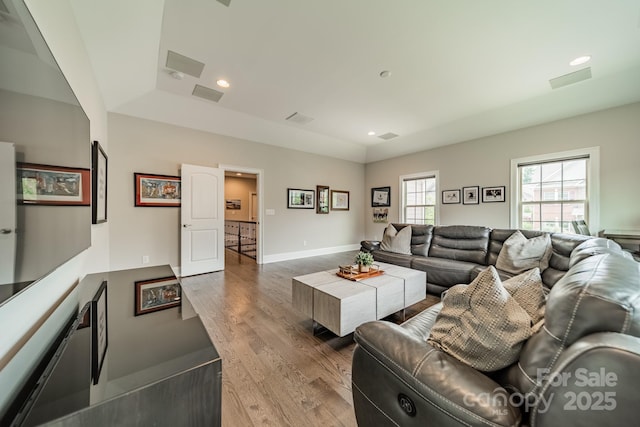 515 Lizzie Ln, Fort Mill, SC 29708 - living area featuring wood finished floors, baseboards, and recessed lighting