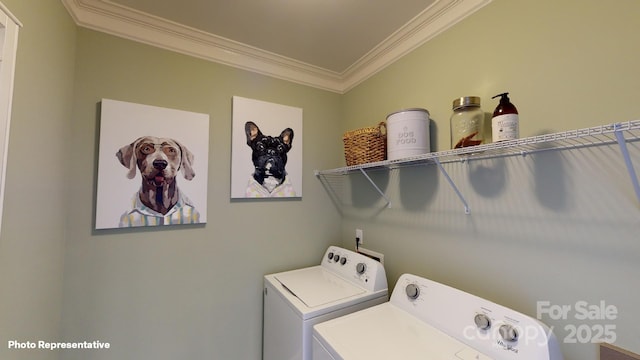 106 Noah Ln, Troutman, NC 28166 - washroom featuring ornamental molding and independent washer and dryer