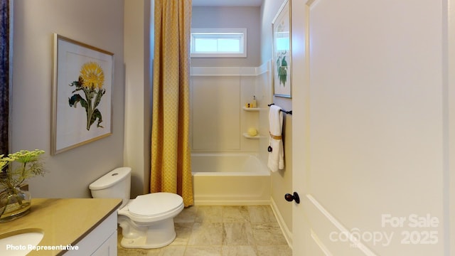 106 Noah Ln, Troutman, NC 28166 - full bathroom featuring vanity, toilet, and shower / tub combo with curtain