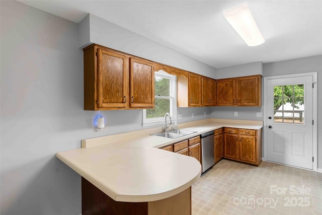 428 Jackson Rd, Fletcher, NC 28732 - kitchen with a sink, dishwasher, light countertops, and brown cabinetry