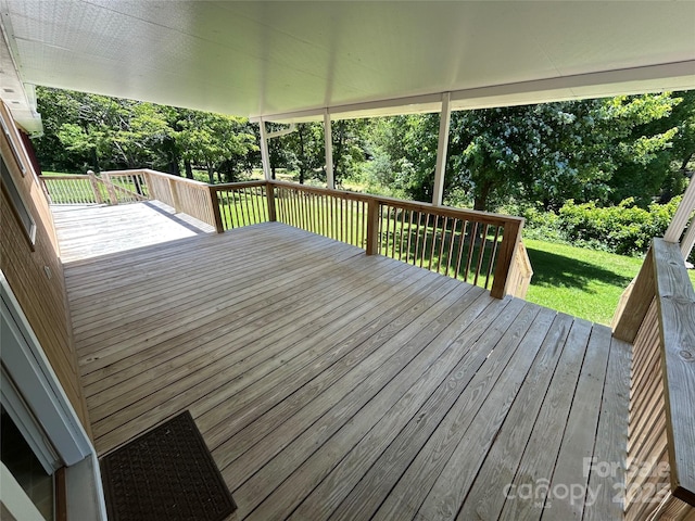 428 Jackson Rd, Fletcher, NC 28732 - wooden deck with a yard and view of wooded area