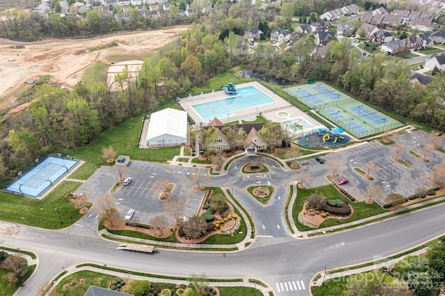 1564 Trippett St NW, Concord, NC 28027 - aerial view of property and surrounding area featuring a pool