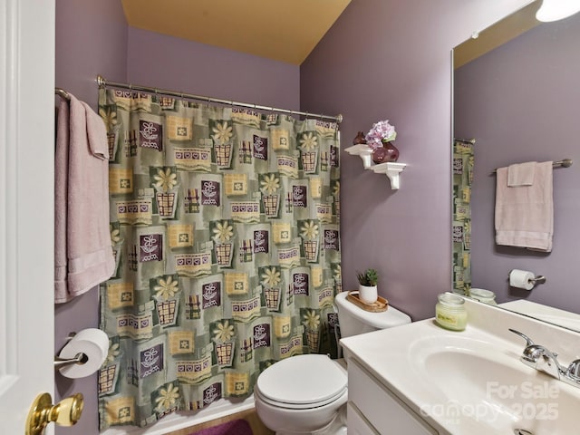 1564 Trippett St NW, Concord, NC 28027 - full bathroom with vanity, toilet, and a shower with shower curtain